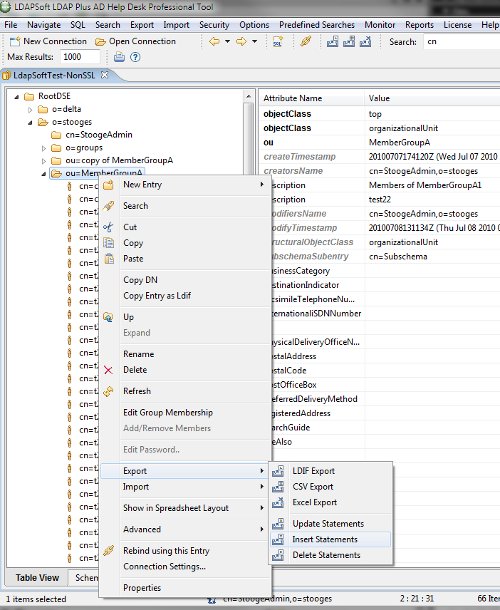 LDAP export as insert statements