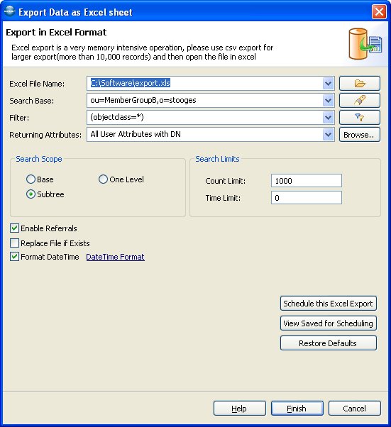 Export LDAP Data to excel