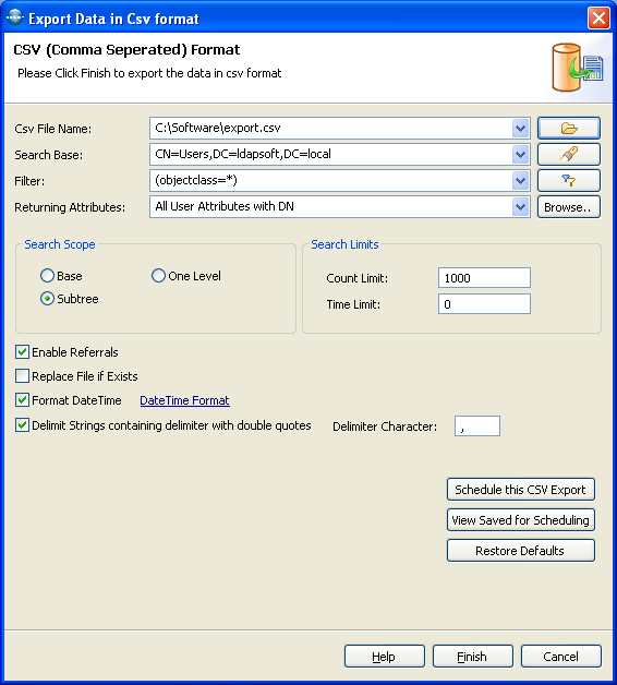 Active Directory csv export