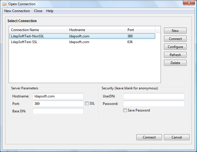 LDAP Connection Open Connection